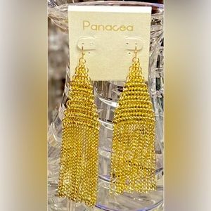 PANACEA Gold Tone Metal Dangling Earrings E9406GDGold For Pierced Ears NWT